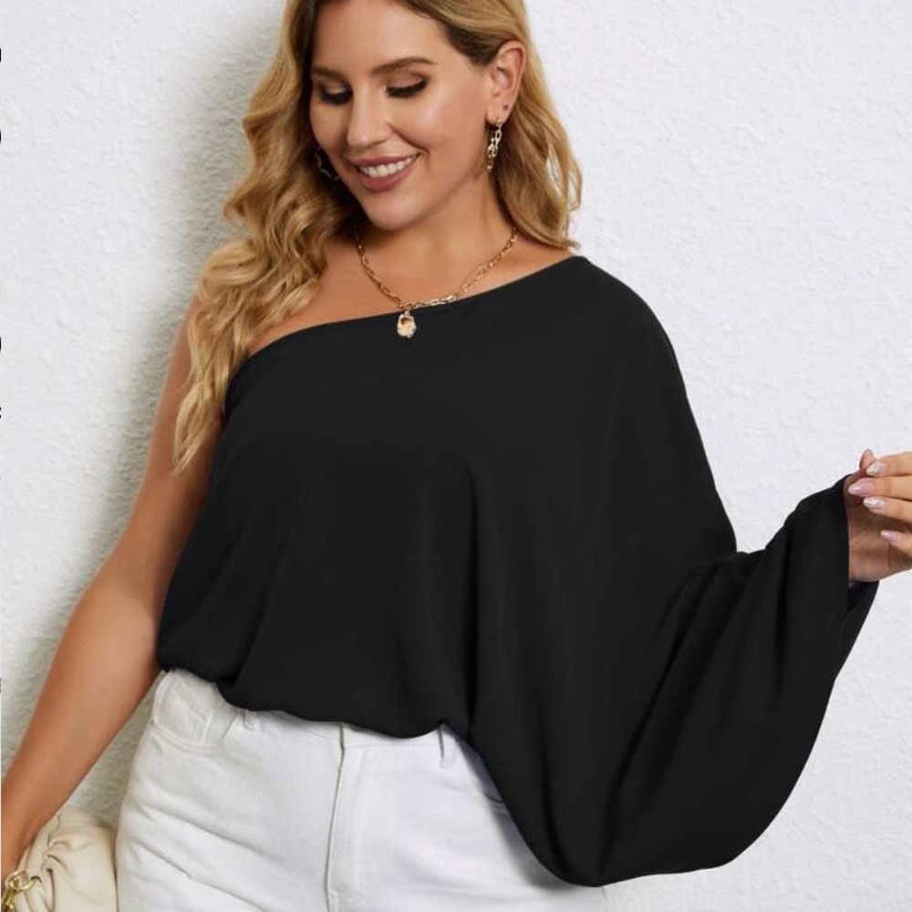 Cute Black Women's One Shoulder Top